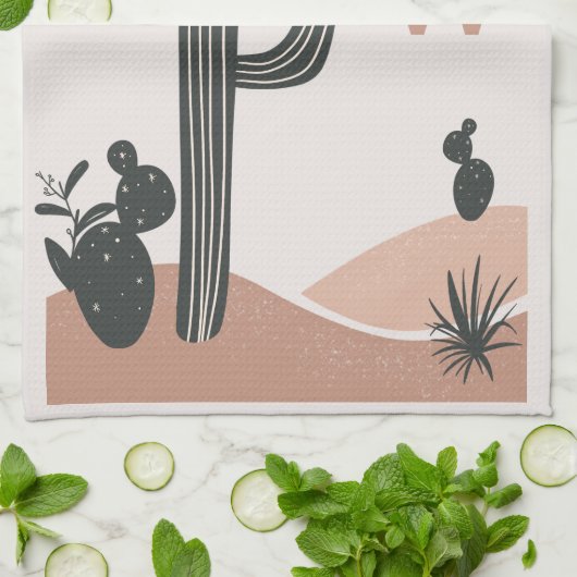 砂漠サグアーロサボスモダン キッチンタオル (折り畳み)