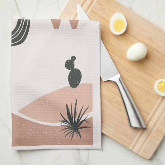 砂漠サグアーロサボスモダン キッチンタオル (四つ折り)