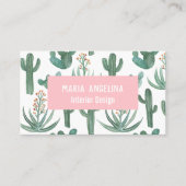 砂漠サボテンと多肉水色デザイン 名刺 (正面)