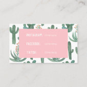 砂漠サボテンと多肉水色デザイン 名刺 (裏面)