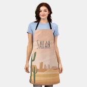 砂漠サボテンのキッチンエプロンカスタマイズ エプロン (着用した状態)