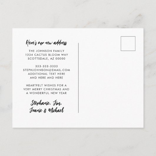 砂漠サボテンのメリークリスマスニューアドレス 案内ポストカード (裏面)