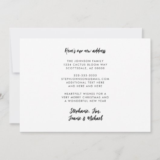 砂漠サボテンのメリークリスマスニューアドレス 案内状 (裏面)