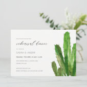 砂漠サボテンの葉の水の色のリハーサルディナー 招待状 (スタンド正面)
