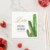 砂漠サボテンの葉の水の色の愛結婚の スタンダードカクテルナプキン (インサイチュ)