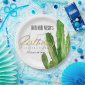 砂漠サボテンの葉の水の色の誕生日パーティー ペーパープレート (パーティー)