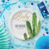 砂漠サボテンの葉の水の色ベビーシャワー ペーパープレート (パーティー)