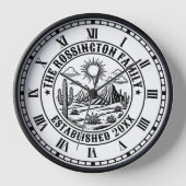 砂漠サボテンの風景#2S家族の名前日付Estd 壁時計 (正面)