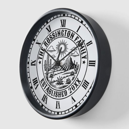 砂漠サボテンの風景#2S家族の名前日付Estd 壁時計 (傾斜)