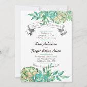 砂漠サボテン多肉性フローラ結婚式の招待 招待状 (正面)