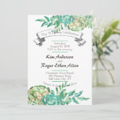 砂漠サボテン多肉性フローラ結婚式の招待 招待状 (スタンド正面)