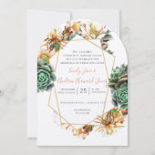 砂漠サボテン多肉性金ゴールド幾何学 招待状 (正面)