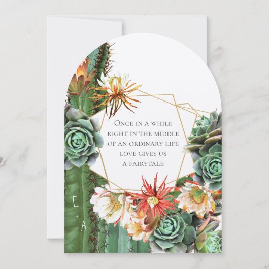 砂漠サボテン多肉性金ゴールド幾何学 招待状 (裏面)