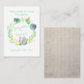 砂漠サボテン多肉葉ウェルカム結婚のテーブル プレイスカード (正面/裏面)