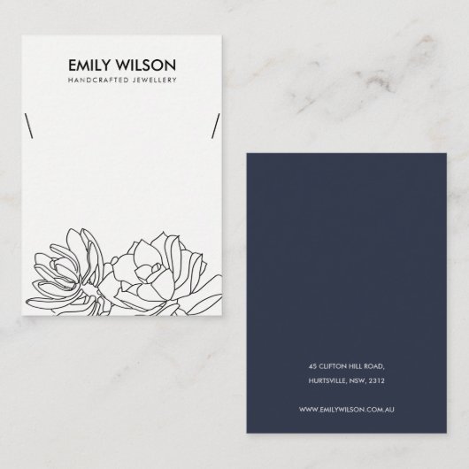 砂漠サボテン多肉葉ネックレスディスプレイ 名刺 (正面/裏面)