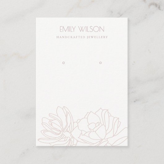 砂漠サボテン多肉赤面ピンクイヤリングディスプレイ 名刺 (正面)