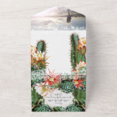 砂漠サボテン幾何金ゴールド結婚枠 オールインワン招待状 (外側)