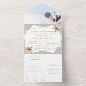 砂漠サボテン幾何金ゴールド結婚枠 オールインワン招待状 (内側)