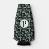 砂漠サボテン模様の水カラーカスタムイニシャル ボトルクーラー (正面)