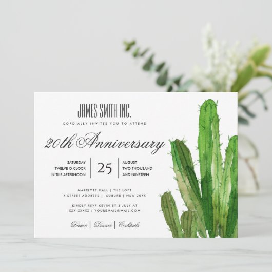 砂漠サボテン水色企業のパーティーイベント 招待状 (スタンド正面)