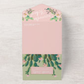 砂漠サボテン開花すべて1つの結婚式の招待 オールインワン招待状 (外側)