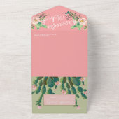 砂漠サボテン開花すべて1つの結婚式の招待 オールインワン招待状 (外側)