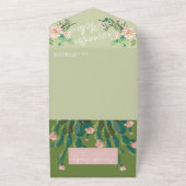 砂漠サボテン開花すべて1つの結婚式の招待 オールインワン招待状 (外側)