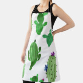 砂漠サボテン:グリーンウォーター色のイラストレーション エプロン (インサイチュ)