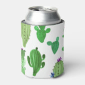 砂漠サボテン：グリーンウォーター色のイラストレーション 缶クーラー (缶正面)