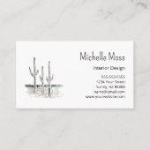 砂漠サボテンQRコードミニマル白黒 名刺 (正面)