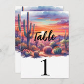 砂漠サンセットグローウォーターの色テーブル番号 招待状 (正面/裏面)