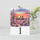 砂漠サンセットグローウォーターの色テーブル番号 招待状 (スタンド正面)