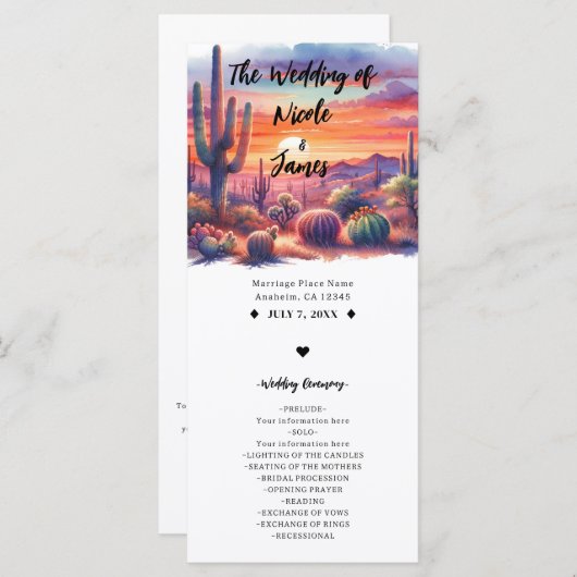 砂漠サンセットグローウォーター色の南西プログラム プログラム (正面/裏面)