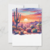 砂漠サンセットグローウォーター色サウスウエスタンRSVP 招待状 (裏面)