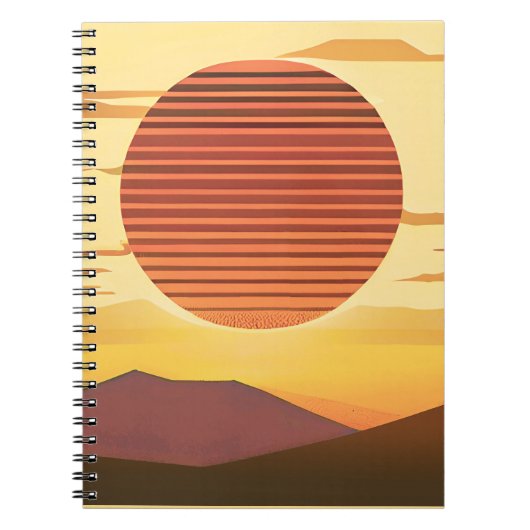 砂漠サンセットラストオレンジとブラウン ノートブック (正面)