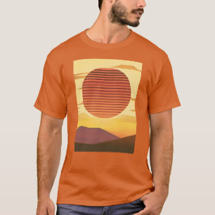砂漠サンセットラストオレンジとブラウン Tシャツ