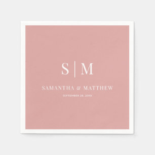 砂漠シンプルバラエレガントカップルイニシャル結婚ズ スタンダードカクテルナプキン