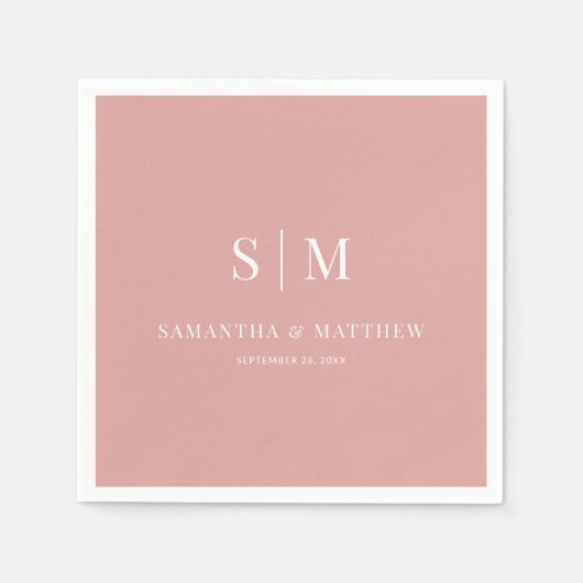 砂漠シンプルバラエレガントカップルイニシャル結婚ズ スタンダードカクテルナプキン (正面)