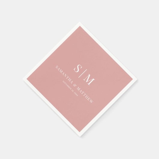 砂漠シンプルバラエレガントカップルイニシャル結婚ズ スタンダードカクテルナプキン (角)