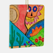 砂漠スカルクリスマスサボテンフォークアート セラミックオーナメント (右)