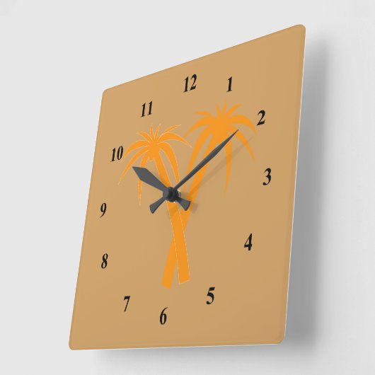 砂漠スタイリッシュのヤシの木 スクエア壁時計 (傾斜)