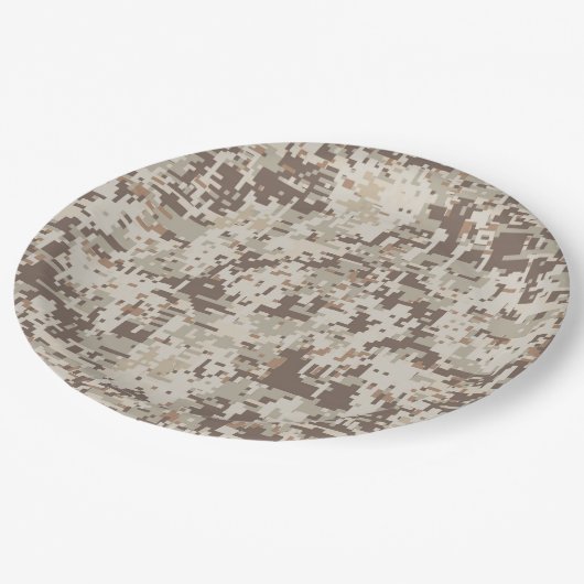 砂漠スタイルデジタルカモフラージピクセルデコール ペーパープレート (アングル)