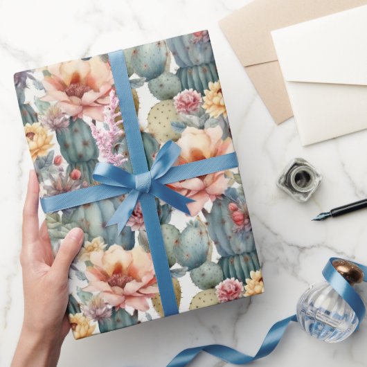 砂漠バラサボテン花紅葉 ラッピングペーパー (ギフト)