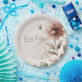 砂漠バラピンクフローラグリーンリーブライダル結婚ズ ペーパープレート (パーティー)