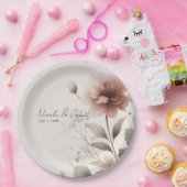 砂漠バラピンクフローラグリーンリーブライダル結婚ズ ペーパープレート (パーティー)