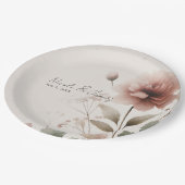 砂漠バラピンクフローラグリーンリーブライダル結婚ズ ペーパープレート (アングル)