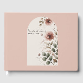 砂漠バラピンク&グリーンフローラグリーン結婚ズ ゲストブック