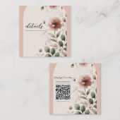 砂漠バラピンク&グリーンフローラグリーン結婚ズ スクエア名刺 (正面/裏面)