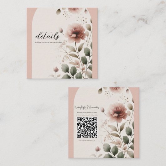 砂漠バラピンク&グリーンフローラグリーン結婚ズ スクエア名刺 (正面/裏面)