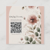 砂漠バラピンク&グリーンフローラグリーン結婚ズ スクエア名刺 (裏面)